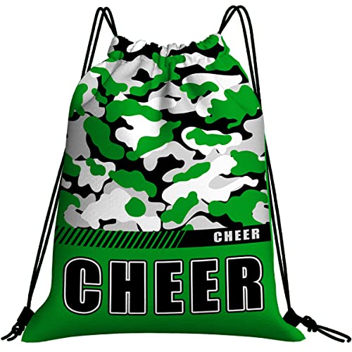 Drawstring Backpack Waterproof Gym Drawstring Bags Sports String Bag Camo Sackpack-Green Cheer Drawstring Bag - color: Cheer Drawstring Bags-camo Green