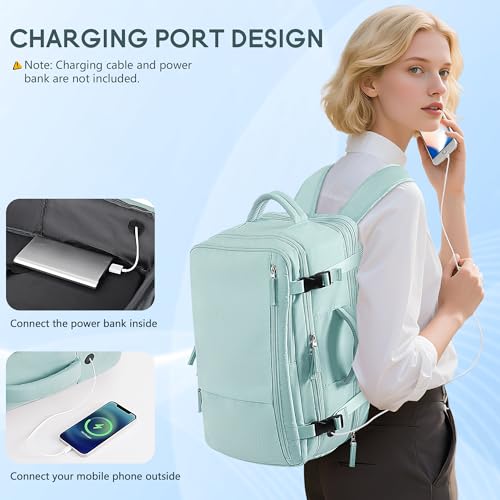 Beraliy Large Travel Backpack for Women Airline Approved, Carry On Backpack, 17 Inch Laptop Backpack, Personal Item Bag Casual Daypack Backpacks, Mint Green - color: Mint Green, size: X-Large