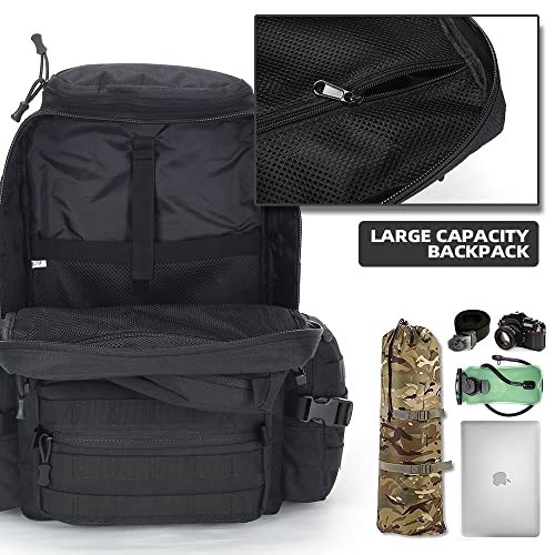 Lovelinks21 Hiking Trekking Rucksack Military Hiking Backpack 3 Day Molle Assault Pack Waterproof EDC Bag for Outdoor - color: Black-2