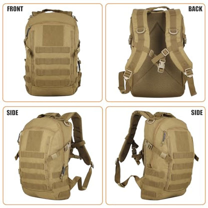 Small Tactical Backpack 12L Molle Bag Rucksack Army Daypack Military Daypack for Outdoor,Hiking (Tan) - color: Tan