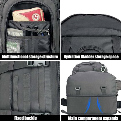 Miramrax Tactical Backpack Military Hiking Daypack - Molle Backpack for Men 3 Day Assault Pack Bug Out Bag for Camping (Grey) - color: Grey