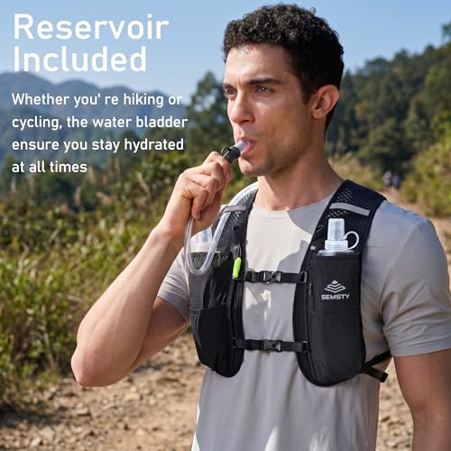 Running Hydration Vest 5L,Running Vest Pack with 1.5L Water Bladder,Lightweight Water Backpack for Hiking Running Cycling - color: Balck