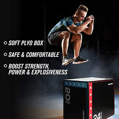 RitFit 3 in 1 Extra Firm Soft Plyo Box Foam Plyometric Box-30”x24”x20”-20"x18"x16" Heavy Duty High Density Foam Jumping Box 3 Sizes with PVC Cover,Platform for Home Gym Fitness, 440lb Weight Capacity - size: SMALL-A