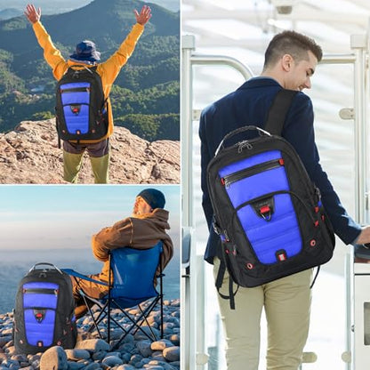 Extra Large Backpack, Travel Laptop Bag for Men, Long-Term Durability Anti-Theft College Backpack, Water Resistant TSA-Approved 17.3 Inch Rucksack Bag, Heavy Duty Business Weekender Bag, Blue - color: Blue, size: 17.3 Inch (20''x15''x10'')