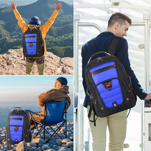 Z-MGKISS Gaming Laptop Travel Backpack Fits 18.4"-19" Laptops, Extra Large TSA Carry On Bag, Long-Term Durability College Business Work Mens Backpack, Water Resistant Rucksack Bag, Blue - color: Blue, size: 18.4 Inch (22''x15''x12'')