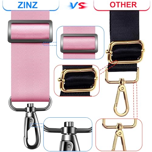 ZINZ 60 Inch Shoulder Strap with Removable Ultra-Thick Pad, Adjustable Buckles Shoulder Crossbody Strap for Luggage Bag - color: Pink