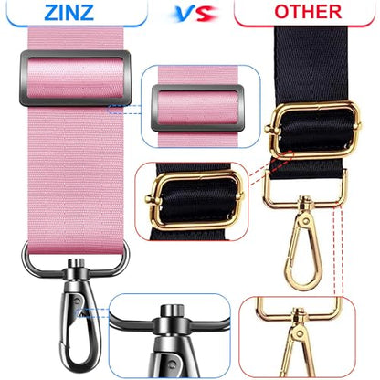 ZINZ 60 Inch Shoulder Strap with Removable Ultra-Thick Pad, Adjustable Buckles Shoulder Crossbody Strap for Luggage Bag - color: Pink