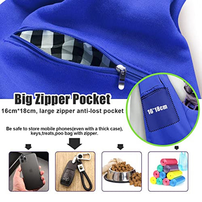 Tomkas Small Dog Cat Sling Carrier Puppy Purse Travel Wrap Soft Crossbody Pet Bag (Royal Blue, M - Zip Pocket & Adjust Strap) - color: Royal Blue