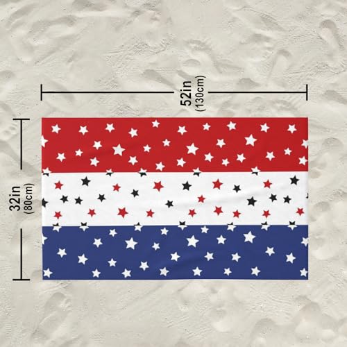 4th of July Stars Patriotic Beach Towel, Independence Day Gift Quick Dry Sand Free Absorbent Bath Towel, Memorial Day Microfiber Lightweight Towel Pool Travel Camping Gym Swim 30x60 Inch/ 77X153cm - color: Red Blue Stars Stripe