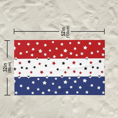 4th of July Stars Patriotic Beach Towel, Independence Day Gift Quick Dry Sand Free Absorbent Bath Towel, Memorial Day Microfiber Lightweight Towel Pool Travel Camping Gym Swim 30x60 Inch/ 77X153cm - color: Red Blue Stars Stripe