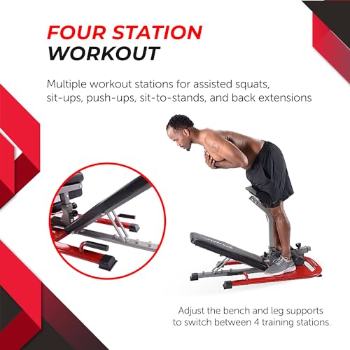 Stamina X 4-in-1 Fitness Bench - Adjustable Weight and Foldable Exercise Bench Roman Chair with Smart Workout App - Up to 250 lbs Weight Capacity | Adjustable Weight and Foldable Exercise Bench Roman Chair with Smart Workout App; Up to 250 lbs Weight Capa