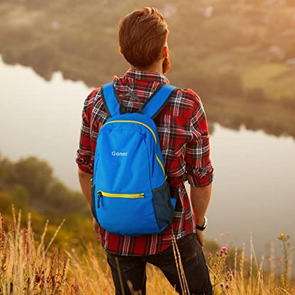 Gonex Ultra Lightweight Packable Backpack Daypack Handy Foldable Camping Outdoor Travel Cycling Backpacking - color: Blue