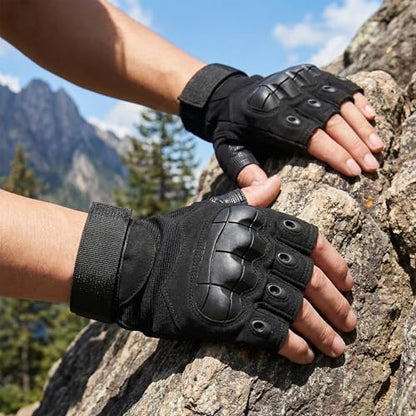 Fingerless Motorcycle Gloves for Men Women,Breathable TPU Protection,for Motorcycle Cycling ATV Riding Tactical Training Fitness Workout Black - size: Large