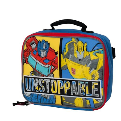 AI ACCESSORY INNOVATIONS Transformers 5 PC Backpack Set, Bumblebee & Optimus Prime School Bag 16”, Blue & Red - color: Transformers
