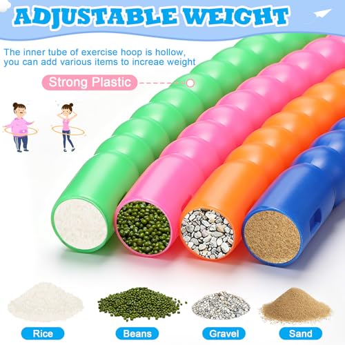 Vinsot Toy Hoop Detachable Plastic Hoops Exercise Equipment Toy Adjustable Rings for Sports Party Game Dance Pet Training - color: Tropical Bright Mix