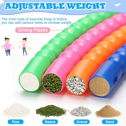 Vinsot Toy Hoop Detachable Plastic Hoops Exercise Equipment Toy Adjustable Rings for Sports Party Game Dance Pet Training - color: Tropical Bright Mix