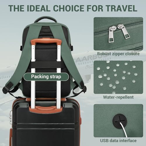 Kono 20L Casual Daypack, 40×20×25 cm, Airline Approved, 15.6" waterproof Laptop Backpack for Men & Women – Green - color: Green
