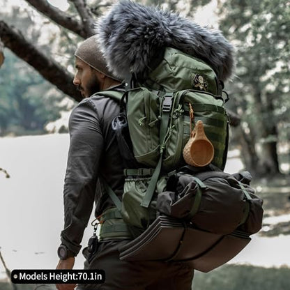 Mardingtop 60L Military Internal Frame Backpack for Hiking,Camping,Hunting,Rucksack Backpack with Rain Cover - color: Khaki