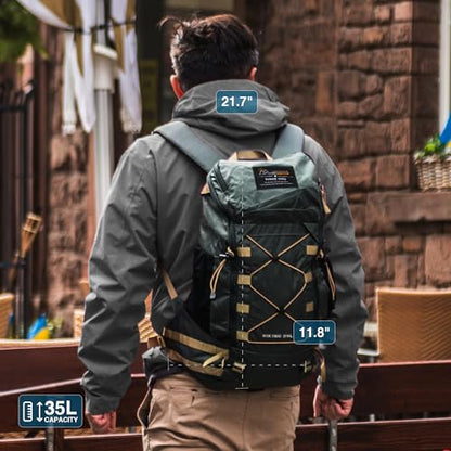 MOUNTAINTOP 35L Hiking Backpack, Lightweight Outdoor Travel Camping Daypack with Rain Cover for Men & Women（Grey） - color: Grey