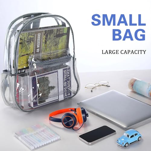WILLBOND 12Pack Clear Backpack Heavy Duty Transparent Bookbag See Through Waterproof Plastic Backpack Bulk(Multicolor) - color: Rose Red, Blue, Light Gray, Black
