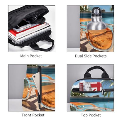 Travel Backpack for Women Men Cartoon Sunglasses Daypack 15 inch Lightweight Computer Bag Casual Back Pack - color: Cartoon Sunglasses