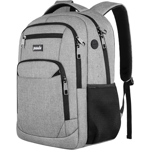 Paude Backpack School,17.3 Inch Travel Laptop Backpack,Bookbag for Teen Boys College Backpack with USB Charging Port,Waterproof - color: Gray, size: 17.3 inch