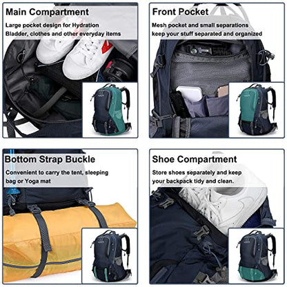 G4Free 50L Hiking Backpack Waterproof Daypack Outdoor Camping Climbing Backpack with Rain Cover for Men Women(Dark Blue) - color: Dark Blue