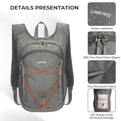 13L Small Hiking Backpack for Women Men, Lightweight Foldable Day pack, Packable Daypack for Travel, Camping (Light Grey) - color: Light Grey