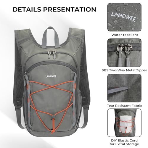 13L Small Hiking Backpack for Women Men, Lightweight Foldable Day pack, Packable Daypack for Travel, Camping (Light Grey) - color: Light Grey