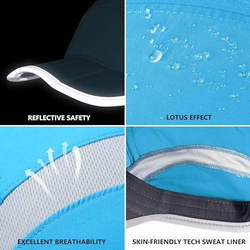 GADIEMKENSD Reflective Folding Outdoor Hat Unstructured Design UPF 50+ Sun Protection Sport Hats for Womens and Mens - color: Sky Blue