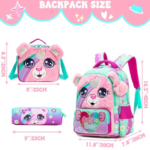 Meetbelify Kids School Backpacks for Girls Boys Backpack with Lunch Bag for Elmentary Students - color: 01 Bear