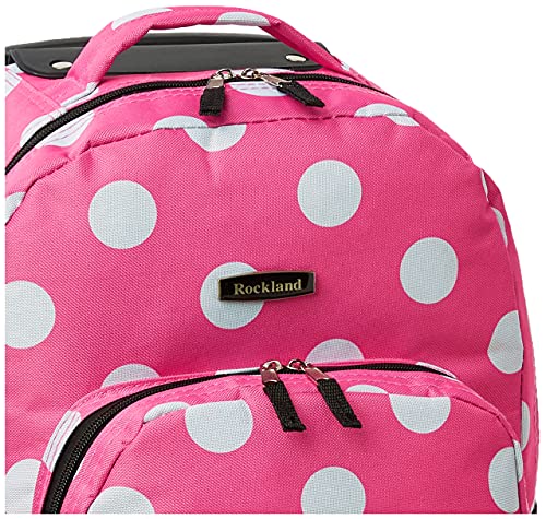 Rockland Double Handle 17" Rolling Backpack, Pink Dot - color: Pink Dot, size: One Size