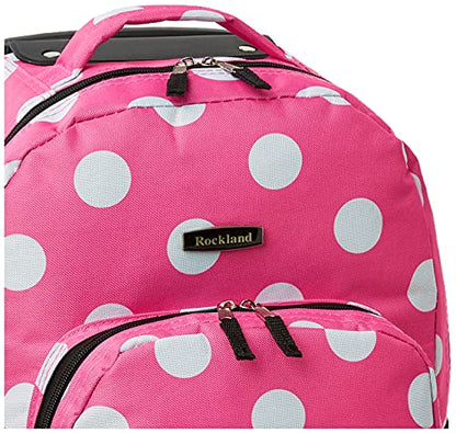Rockland Double Handle 17" Rolling Backpack, Pink Dot - color: Pink Dot, size: One Size