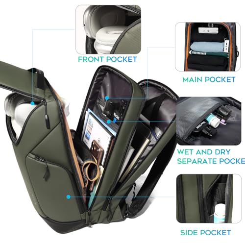 BANGE Laptop backpack with 15.6 inch laptop compartment fit for overnight and commute for men and women (Green) - color: Green