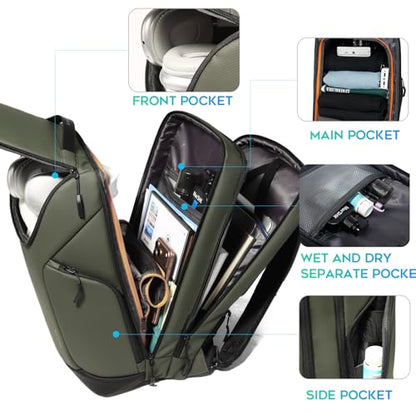 BANGE Laptop backpack with 15.6 inch laptop compartment fit for overnight and commute for men and women (Green) - color: Green