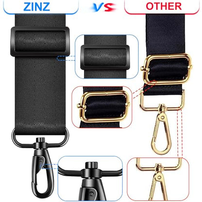 ZINZ 60 Inch Shoulder Strap with Removable Ultra-Thick Pad, Adjustable Buckles Shoulder Crossbody Strap for Luggage Bag - color: Black