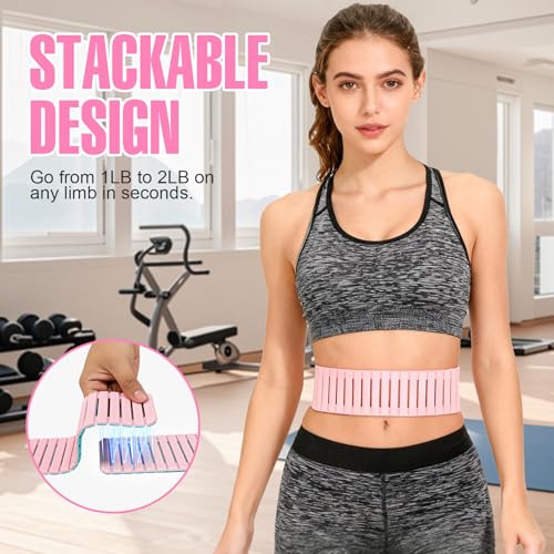 Magnetic Ankle Wrist Weights for Women, 1LB Each (2 Packs) - Arc Wrap Design for Secure Fit, Breathable & Skin-Friendly for Walking, Yoga, Pilates, Home Workouts - Enhanced Comfort, No Slip, Stackable