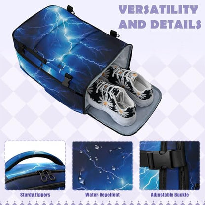Travel Backpack with Shoe Compartment, 20L Large Capacity Laptop Backpack for Men Women, Electric Blue Lightning Daypack for Traveling Hiking Carry On