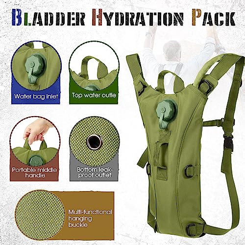 Sanwuta 2 Pcs Hydration Backpack with 3 Liter Water Bladder Tactical Lightweight 17.72 x 7.87 Inch Hydration Pack Backpack Water Backpack Hydration Bag Water Bag for Hiking Running - color: Black, Army Green