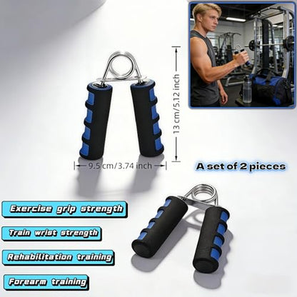 Hand Grip Strengthener Set, Carbon steel wire+thickened foam Hand Exerciser for Wrist Forearm and Finger Strength Training, 2 Pack - color: Blue