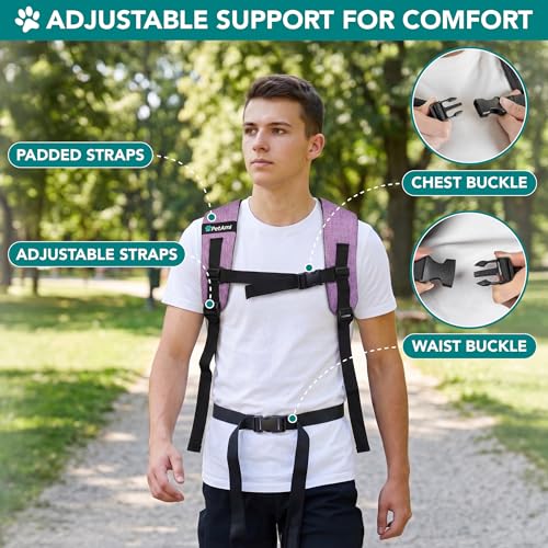 PetAmi Expandable Dog Backpack Carrier for Cats & Pets, Breathable Cat Carrier Backpack with Top Window & Multi-Entry, Ventilated Foldable Travel Carrier for Small Medium Pets up to 18 lbs, Purple - color: Purple
