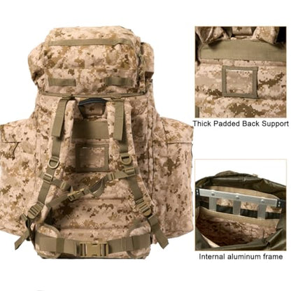 MT PLCE Tactical Backpack with Internal Frame, Military Rucksack for Outdoor, Hiking, Survival Pixel Desert - color: Marpat Desert