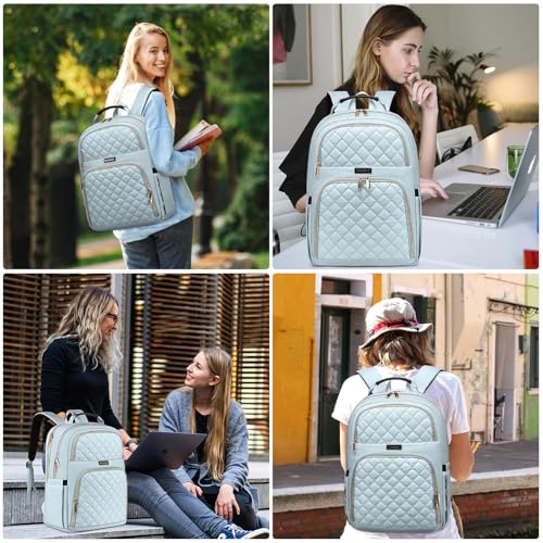 Backpack Women, Stylish Ladies Backpack Laptop Daypack for College, Travel | Large Backpack, Water Resistant - color: Light Blue, size: 15.6 Inch