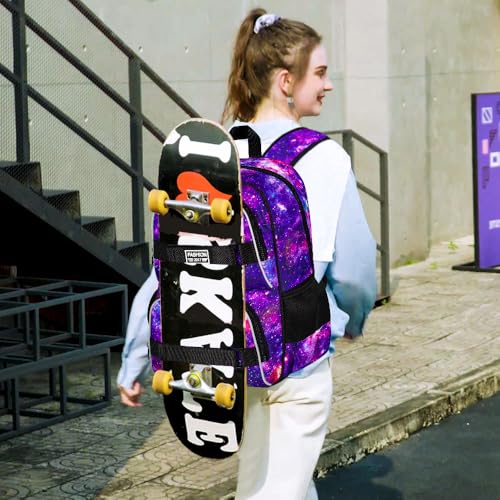 UFNDC Backpack for Girls, 17.5" Water Resistant Cat Galaxy Tie-Dye School Backpacks, Teens Bookbag for Women College Middle - color: Girls Backpack Galaxy Purple