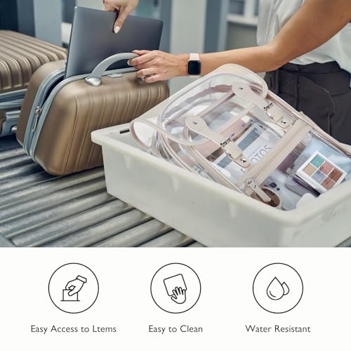 mommore Clear Backpack Heavy Duty Thick PVC Clear Bookbag for School with Pencil Bag Transparent Backpack See-Through Bag - color: Khaki, style: Clear Backpack Set
