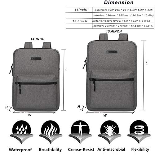 Backpack for Men Women Business Slim Backpack Computer Bags Lightweight Laptop Bag - for 14 15 15.6 20 inch Macbook - color: Dark Grey