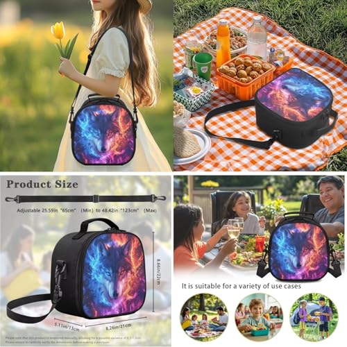 Wolf Backpack for School 3 PCS Kids Boys School Backpacks Set with Insulated Lunch Bag and Pen Bag Pencil Case Casual Daypack Book Organizers Backpack - color: Wolf Cool