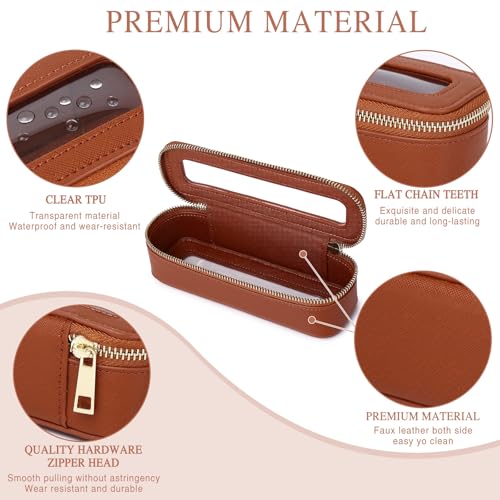 Travel Makeup Set Waterproof Transparent Cosmetic Bag and Toiletry Bag Makeup Brush case with Zipper Car Essentials for Women (Brown, L+M+SLIM) - color: Brown, size: L+M+Slim