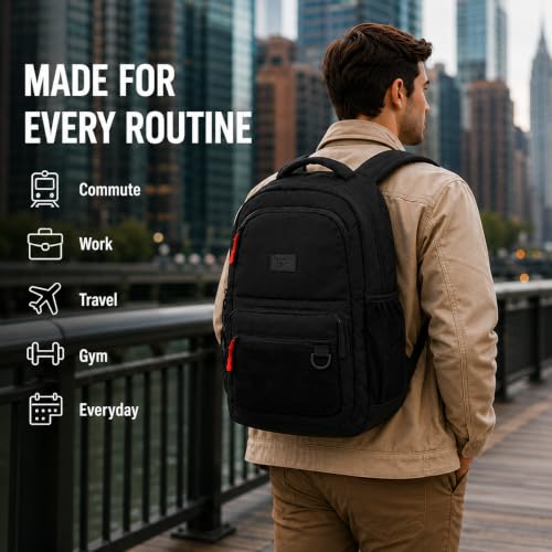 Reebok Backpack - Multipurpose Lightweight Carry On Everyday Laptop Gym Travel Commuter Backpack, Aire Black - color: Aire Black