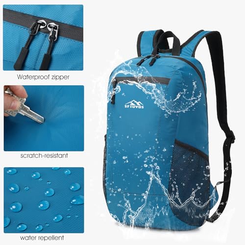 15L Lightweight Hiking Backpack Small,Waterproof Hiking Daypack,Foldable Backpack for Travel,Ultralight Daypack - color: Nylon Blue